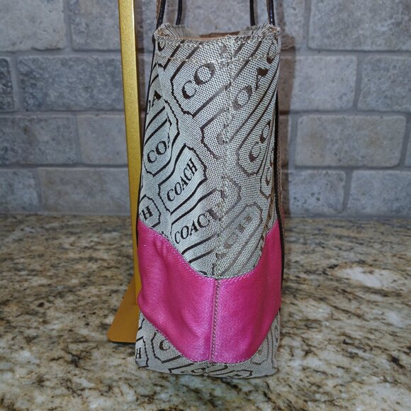 Y2K Coach Signature Striped Lozenge Tote Bag - Picture 4 of 9